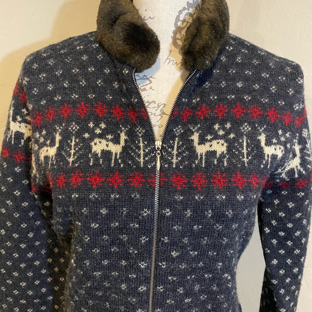Women’s Ralph Lauren Blue Pure Wool ZIP Sweater S - Picture 2 of 8